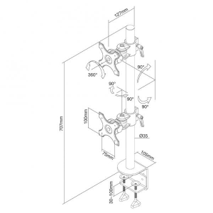 FPMA Duel Vertical Flatscreen Clamp