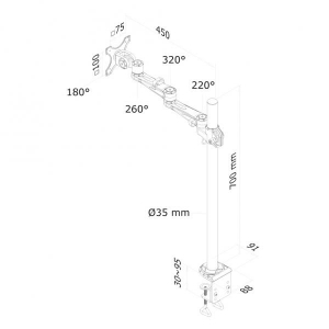 Flatscreen Desk Mount (clamp. 70 cm desk