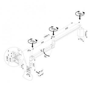 LCD-ARM Medical 170cm ceiling HAW100