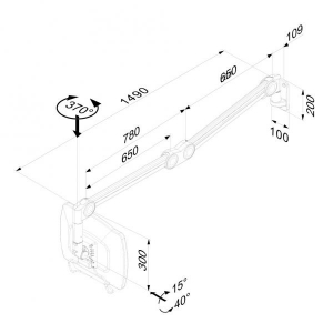 Medische LCD/LED/TFT wandsteun 60 cm