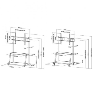 Mobile Flat Screen Floor Stand 137-162cm