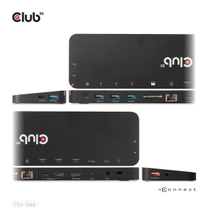 CLUB3D USB Gen1 Type-C Triple Display DP Alt mode Displaylink Dynamic PD Charging Dock met 120 Watt PS *Geschikt voor zwaardere 