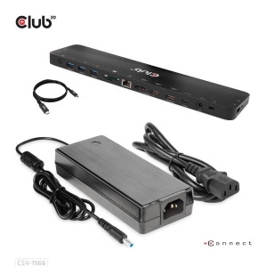 CLUB3D USB Gen1 Type-C Triple Display DP Alt mode Displaylink Dynamic PD Charging Dock met 120 Watt PS *Geschikt voor zwaardere 