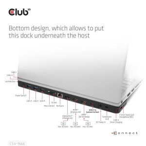 CLUB3D USB Gen1 Type-C Triple Display DP Alt mode Displaylink Dynamic PD Charging Dock met 120 Watt PS *Geschikt voor zwaardere 