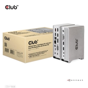 CLUB3D USB Gen2 Type-C Triple Display DP Alt mode Displaylink Dynamic PD Charging Dock met 120 Watt PS