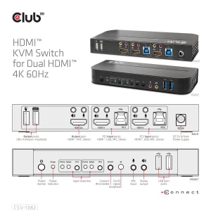 CLUB3D HDMI KVM SWITCH FOR DUAL HDMI 4K 60Hz