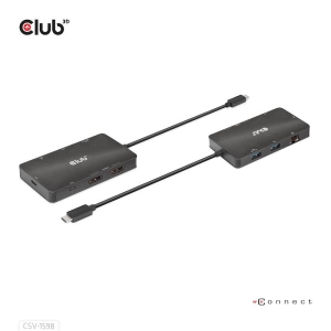 CLUB3D USB Gen2 Type-C to Dual DisplayPort 4k60Hz 7-in-1 HUB - 2x Displayport