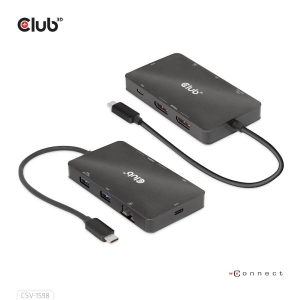 CLUB3D USB Gen2 Type-C to Dual DisplayPort 4k60Hz 7-in-1 HUB - 2x Displayport