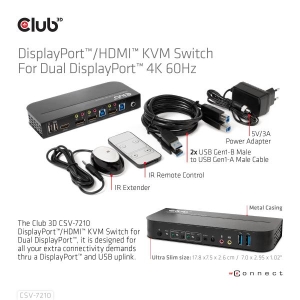 CLUB3D DisplayPort/HDMI KVM Switch For Dual DisplayPort 4K 60Hz