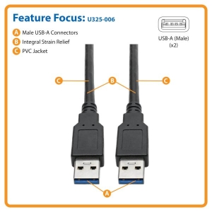 Tripp Lite U325-006 USB-kabel 1,829 m USB 3.2 Gen 1 (3.1 Gen 1) USB A Zwart