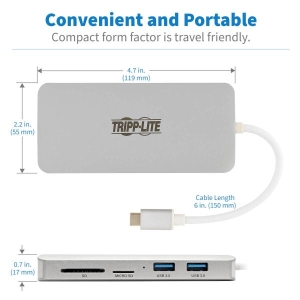 Tripp Lite U442-DOCK11-S interface hub USB 3.2 Gen 2 (3.1 Gen 2) Type-C 1000 Mbit/s Zilver