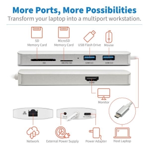 Tripp Lite U442-DOCK11-S interface hub USB 3.2 Gen 2 (3.1 Gen 2) Type-C 1000 Mbit/s Zilver