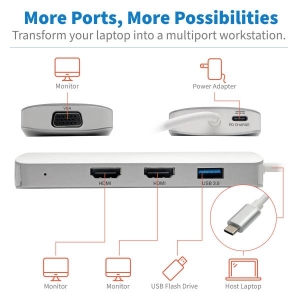 Tripp Lite U442-DOCK12-S interface hub USB 3.2 Gen 2 (3.1 Gen 2) Type-C 5000 Mbit/s Zilver