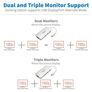 Tripp Lite U442-DOCK12-S interface hub USB 3.2 Gen 2 (3.1 Gen 2) Type-C 5000 Mbit/s Zilver