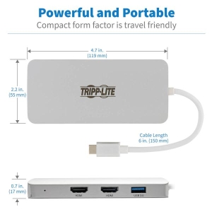 Tripp Lite U442-DOCK12-S interface hub USB 3.2 Gen 2 (3.1 Gen 2) Type-C 5000 Mbit/s Zilver