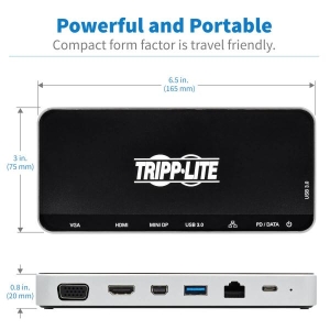 Tripp Lite U442-DOCK16-B notebook dock & poortreplicator Bedraad USB 3.2 Gen 1 (3.1 Gen 1) Type-C Grijs