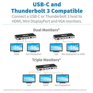 Tripp Lite U442-DOCK16-B notebook dock & poortreplicator Bedraad USB 3.2 Gen 1 (3.1 Gen 1) Type-C Grijs