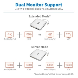 Tripp Lite U442-DOCK2-S notebook dock & poortreplicator Bedraad USB 3.2 Gen 2 (3.1 Gen 2) Type-C Zilver