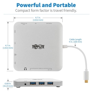 Tripp Lite U442-DOCK2-S notebook dock & poortreplicator Bedraad USB 3.2 Gen 2 (3.1 Gen 2) Type-C Zilver