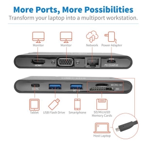 Tripp Lite U442-DOCK3-B notebook dock & poortreplicator Bedraad USB 3.2 Gen 2 (3.1 Gen 2) Type-C Zwart