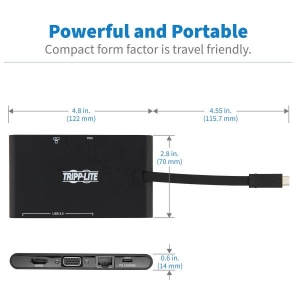 Tripp Lite U442-DOCK3-B notebook dock & poortreplicator Bedraad USB 3.2 Gen 2 (3.1 Gen 2) Type-C Zwart