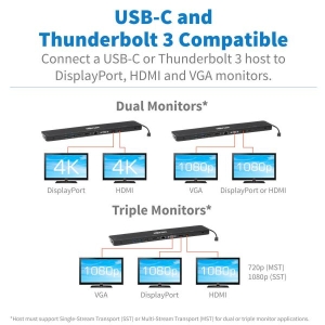 Tripp Lite U442-DOCK7D-B notebook dock & poortreplicator Bedraad USB 3.2 Gen 1 (3.1 Gen 1) Type-C Zwart