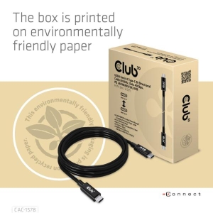 CLUB3D USB4 Gen3x2 Type-C Bi-Directional Cable 8K60Hz, Data 40Gbps, PD 240W(48V/5A) EPR M/M 2m / 6.56ft