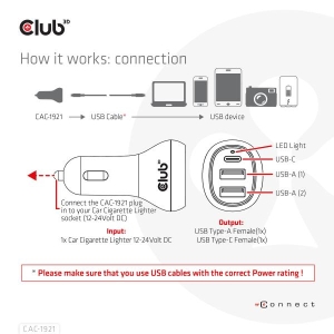 CLUB3D Notebook / Laptop Car Charger 36 Watt