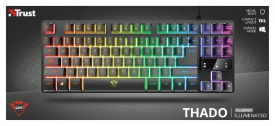 Trust GXT 833 Thado TKL toetsenbord USB Belgisch Zwart, Zilver