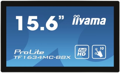 iiyama ProLite TF1634MC-B8X touch screen-monitor 39,6 cm (15.6\") 1920 x 1080 Pixels Multi-touch Multi-gebruiker Zwart