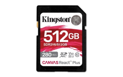 Kingston Technology 512GB Canvas React Plus SDXC UHS-II 280R/150W U3 V60 voor Full HD/4K